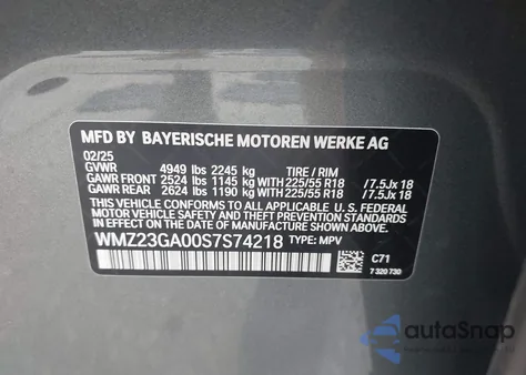 2025 Mini Countryman Cooper S z USA, uszkodzony, nr VIN WMZ23GA00S7S74218